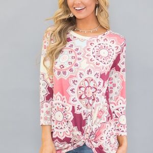 SOLD!!! Knot Front Long Sleeve Top